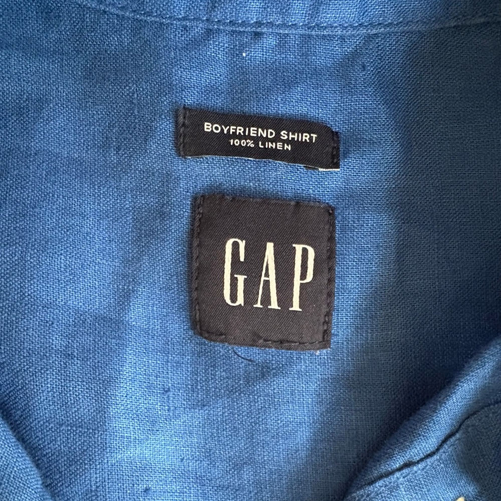 GAP Indigo Linen Boyfriend Shirt
